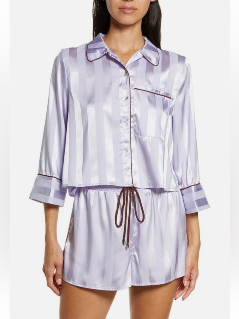 Free People Solid Pillow Talk PJ Set / Violet Frost